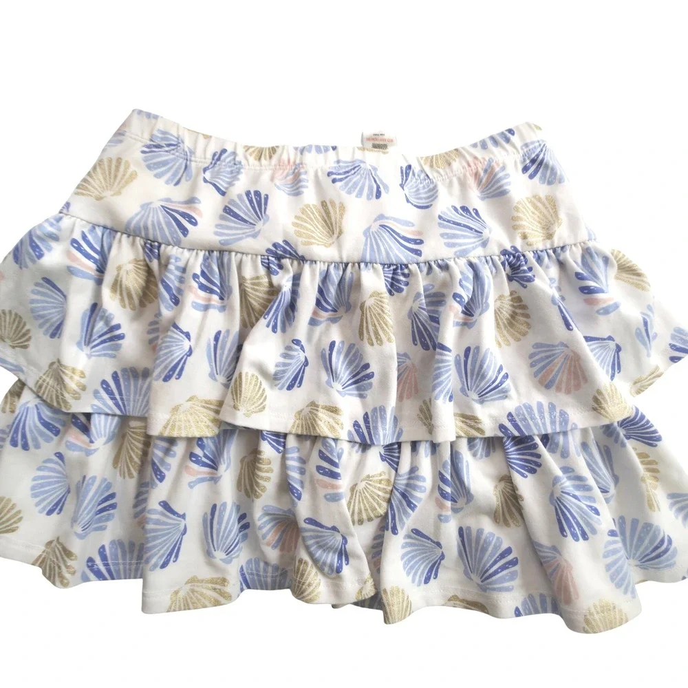 Tommy Bahama Skort Girls L 10/12 White Seashell Tiered Ruffle Glitter Skirt